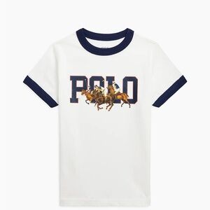Polo by Ralph Lauren Kids White and Navy Polo Graphic Tee Sz 6